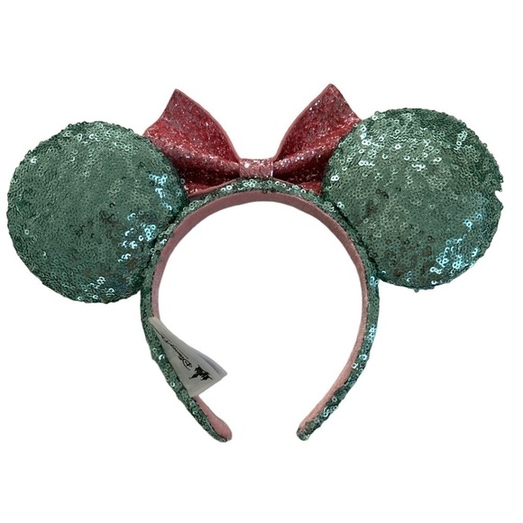 Disney Parks Pink & Mint Sequin Sugar Rush Minnie Ear Headband - Picture 2 of 7
